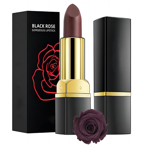 Lippenstift, Temperatur Lippenstift, Farbwechsel Lippenbalsam, 24 Stunden Halt Langlebig Wasserdicht, Langlebig Nahrhafte Feuchtigkeitscreme Lippenbalsam Temperatur Farbwechsel(Black Rose)