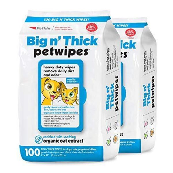 Large Pet Wipes for Dogs and Cats, 200 Count, Organic Oat Extract, Moistened ...