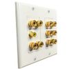 DIYTECH 5.1 Speaker Wall Plate, Home Theater, 1 RCA, Gold Plated Binding Posts