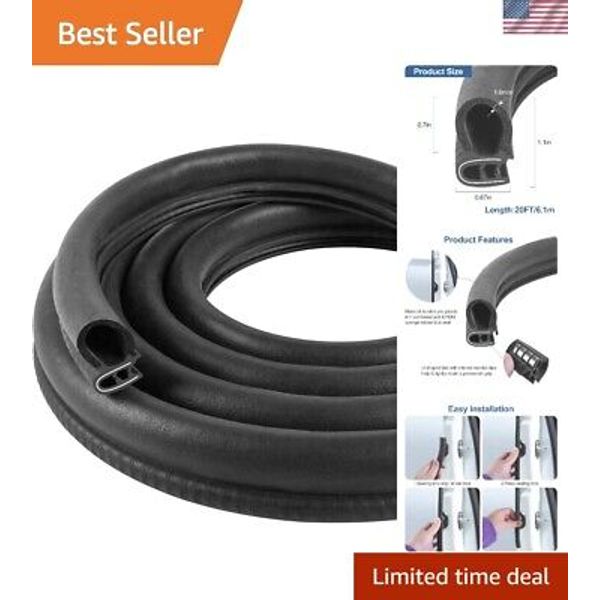 Easy-to-Install 20Ft Rubber Weather Seal for Cars, Trucks, RVs - Noise Reduction