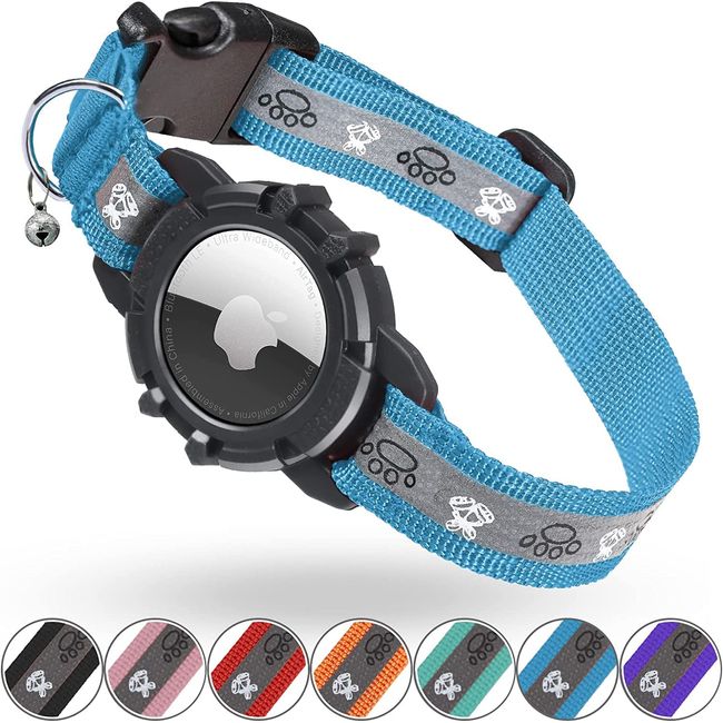 AirTag Katzenhalsband, Jiarui Reflektierend Air Tag Katzenhalsband, GPS Katzenhalsband mit Verstellbares und Glocke, Integriertes Apple Air Tag Katzen Halsband, Geeignet Für Katzen Welpen[Blau][XS]