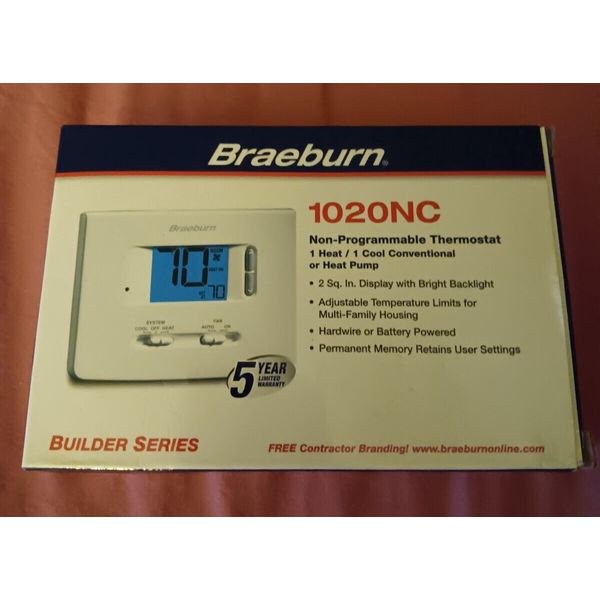 Non-Programmable 1H / 1C Braeburn 1020NC Digital Thermostat Heat Cool