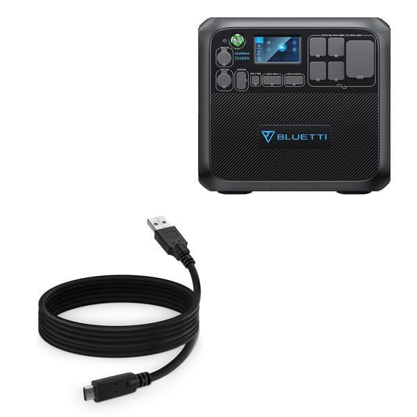 BoxWave Cable Compatible with BLUETTI AC200MAX - DirectSync - USB 3.0 A to USB 3.1 Type C, USB C Charge and Sync Cable - 6ft - Black