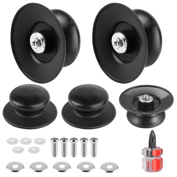 5 Pcs Pot Lid Knob, Universal Replacement Pan Lid Cover Knobs, Kitchen Cookware Knob Handle, Bakelite Circular Handgrip Knobs
