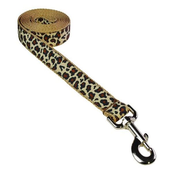 Medium Natural Leopard Dog Leash: 3/4" Wide, 6ft Length - Made in USA.