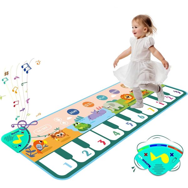 Piano Music Mat, Xndryan Kids Piano Mat Toys for 1 2 3 4 5 Year Old Boys Girls, Dance Mat Musical Mat with 9 Piano Keyboard Early Education Toy for Toddlers Kids Birthday Gifts(110 x 36 cm)