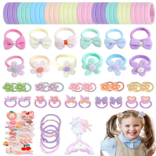 Girl Hair Ties Toddler Girls Elastic Hair Ties for Girls Toddler Hair Accessories Small Rubber Bands for Iittle Girls and Kids, with Cute Hair Clips