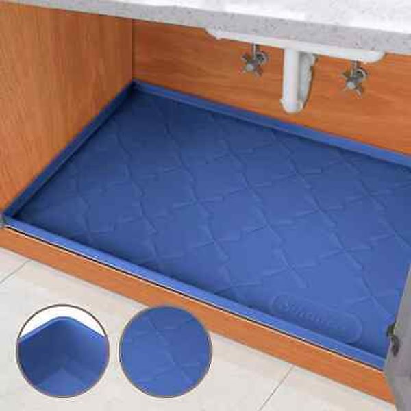 Under Sink Mat for Kitchen Waterproof 37"X22"Silicone Cabinet Liner for Bathroom