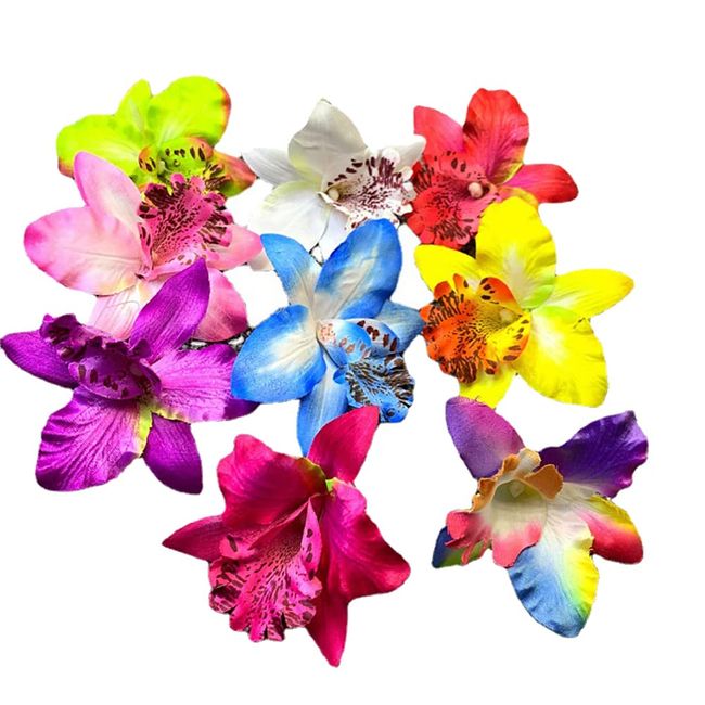 10 Stück Orchidee Haarspangen Hawaiian Blumen Haarclip Hochzeit Braut Haarklammer Strand Party Haarnadeln Haarschmuck für Frauen Mädchen