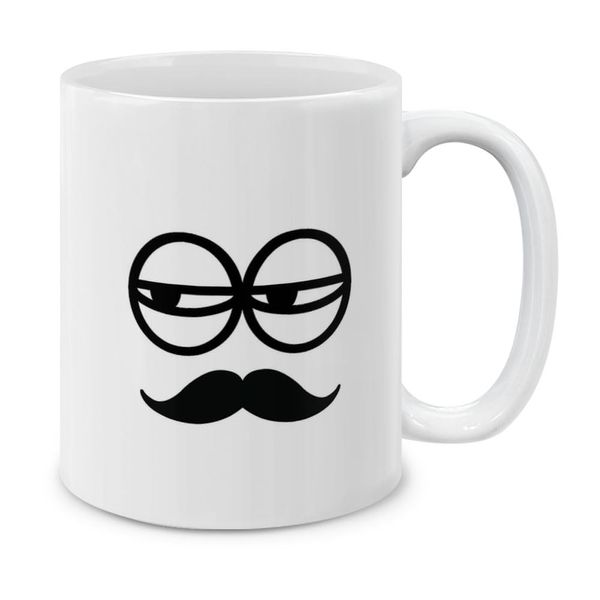 MUGBREW Funny Cartoon Moustache Faces Ceramic Coffee Mug Tea Cup, 11 OZ