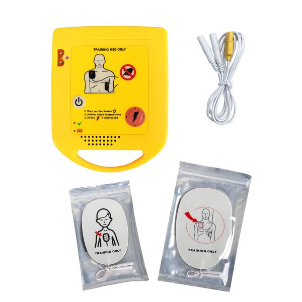 Mini AED Trainer, XFT-D0009 AED Practice Training Device, English Language Voice Prompts First Aid Train Machine for Automated External Defibrillator Trainee Student Gift Idea