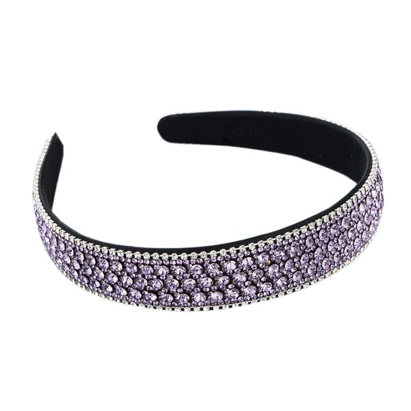 Strass Stirnband Breite gepolsterte Haarband Crystal Bead Verzierte Stirnbänder Bling Glitter Stirnband für Frauen Mädchen (CPurpleCrystal)