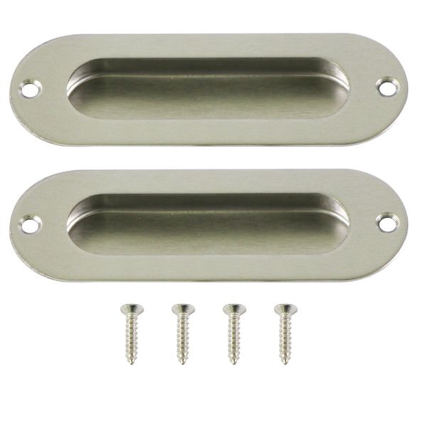 UOOOM 2 pcs Oval Recessed Flush Door Pull Handle Sliding Door Hidden Concealed Screw