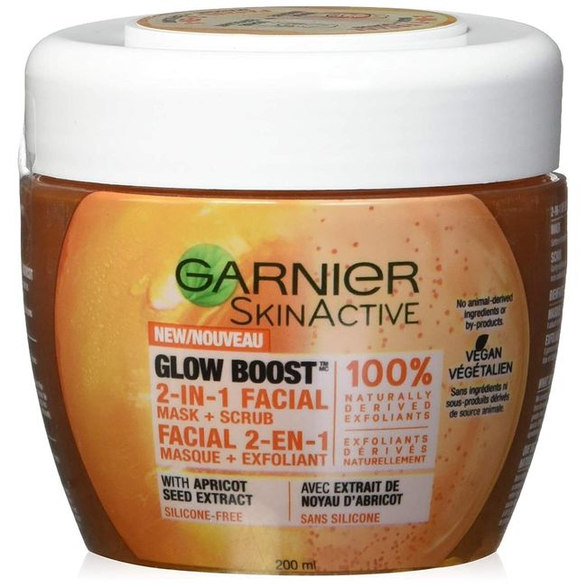 New Garnier SkinActive Glow Boost 2-in-1 Facial Mask and Scrub, 6.76 fl oz