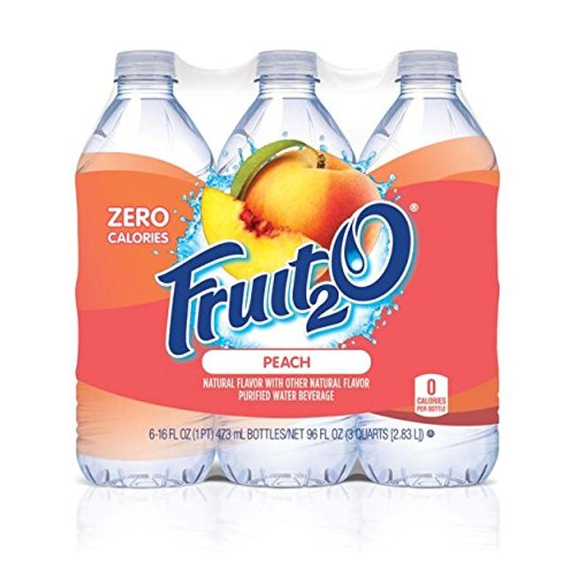 Fruit2O Zero Calorie Flavored Water, Peach, 6 Count (Pack of 4)