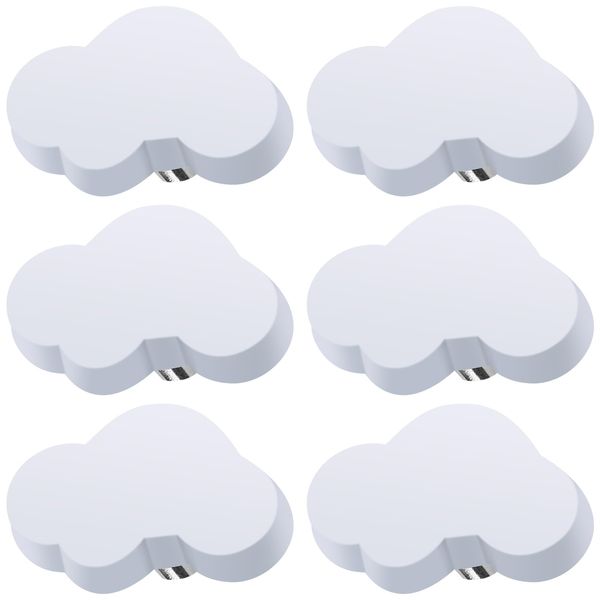 AINIUNIU 6 pcs Wolkenform Schubladenknöpfe Möbelknäufe, Cartoon Form Weicher Kleber Knöpfe für Kinder, für Schrankgriff Schubladen Knöpfe, Kinderzimmer Schränke, Toy Organizer Box (Weiß)