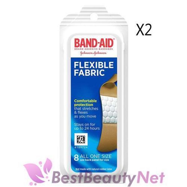 Johnson & Johnson Band Aid Flexible Fabric All One Size 8 Count 2 Packs