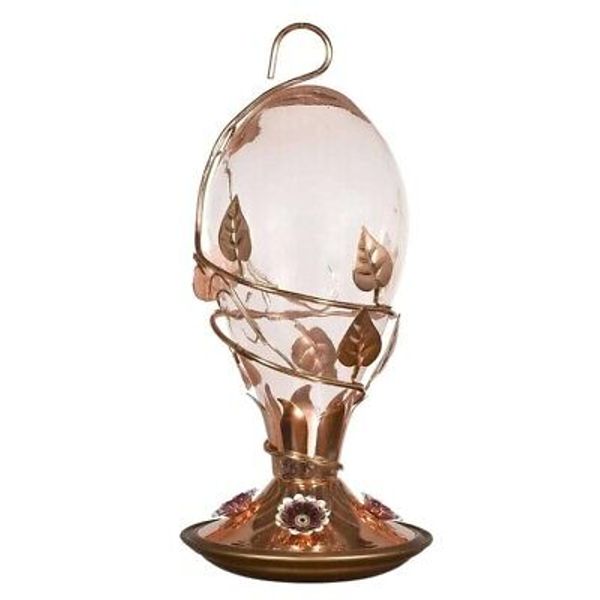 Glass & Copper 32 oz Hummingbird Nectar Feeder  ***New in Factory Packaging***