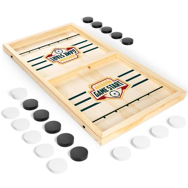 Exciting Fast Sling Puck Game, Crash Bash Board Game, Table Top Hockey Game, Football Slingshot Game, Wooden Hockey Game, Rapid Sling Table Battle Speed String Puck Game