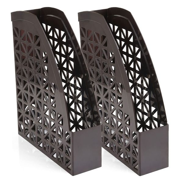 Mintra Office Plastic Desk Organizer 2pk Magazine File (Black)