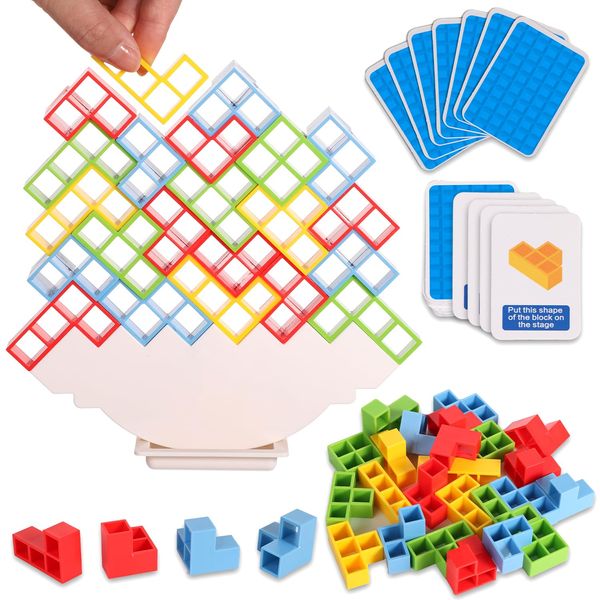 32pcs Tetra Tower Balance Stacking Blocks Game, Balance Blocks Stacking Game Set Board Games for Kids and Adults Board Games for 2 Players Home Games Parties Travel