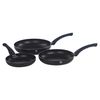 3 Pc Frying Pan Set with Soft Touch Handles and 6 Pc Kitchen Tool Set (Aquamarine)