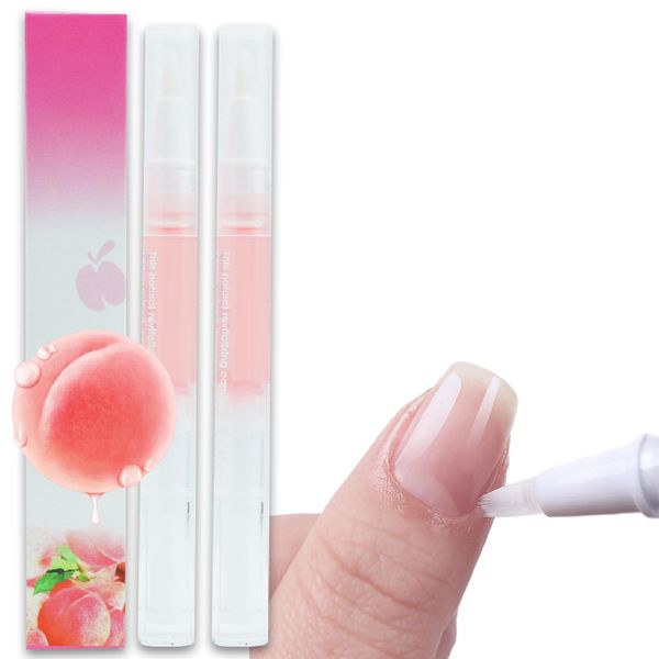 Cuticle Oil Pen for Nail Care, 2PCS Cuticle Oil for Nails, Moisture and Soften Dry Cuticles, Nail Oil Pen for Preventing Cracking and Drying of Nails, Manicure Pedicure for Woman (Peach)