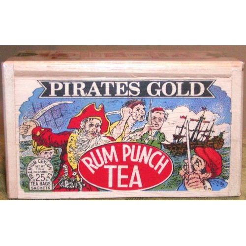 Pirates Gold Rum Punch Tea, 25 Tea Bags sealed in a wooden box for freshness
