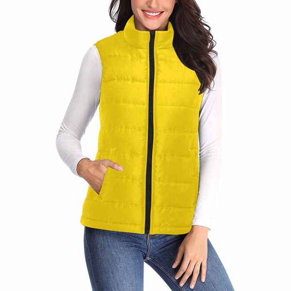 Womens Puffer Vest Jacket / Gold Yellow - XS