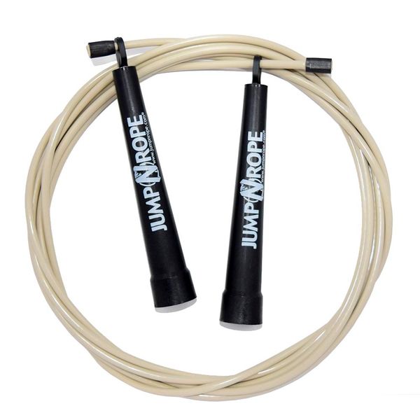 Ultra-Premium Hybrid indoor/Outdoor Speed Jump Rope by JumpNrope (Sand)