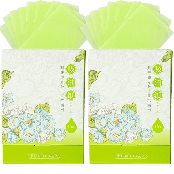 200 Sheets Makeup Blotting Paper, Soft Face Oil Blotting Paper Bamboo Charcoal Oil Blotting Paper Green Tea Oil Absorbing Tissues Paper Oil Control Film for Sports Fitness Makeup Travel, Green