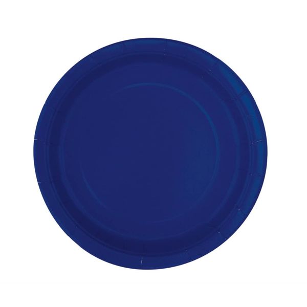 True Navy Blue Solid Round Paper Dessert Plates (17cm) 20 Count - Vibrant Paper Plates for Parties and Events, Perfect for Appetizers, Snacks, and Desserts