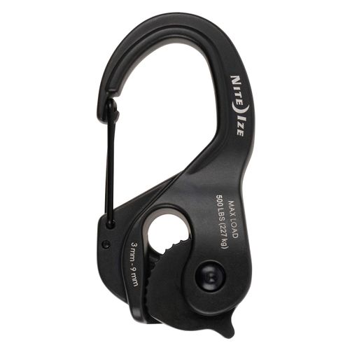 Nite Ize CamJam XT Aluminum Rope Tightener, Large - Versatile Tie Down Cam Mechanism with Carabiner Clip - Secure Hiking Gear Essential - Rope Tie Down Accessory - Large, Black