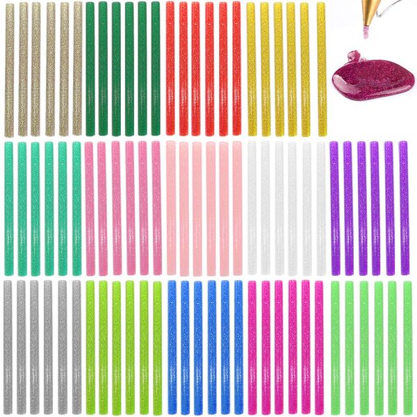 Heißklebesticks Glitzer 7 mm Bunter Heißkleber-Klebestift 14 Farben 84 Stück Packung klebesticks für die Dekoration gefärbt, Creative DIY Craft Coloured Hot Melt heißklebesticks