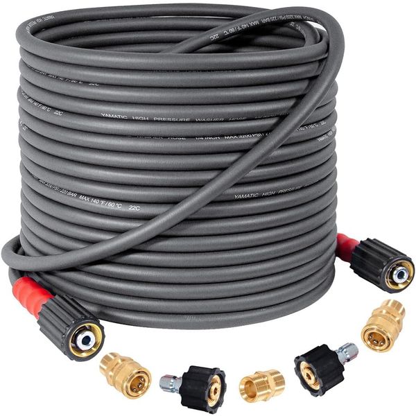 50FT Pressure Washer Hose 3200 PSI Kink Resistant Heavy Duty Quick Connect Kit