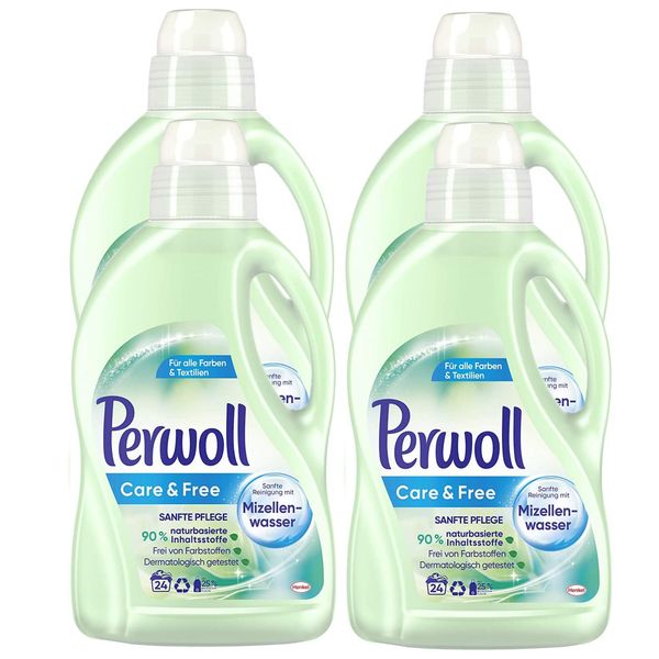 Perwoll Care and Free, mild detergent, 96 (4 x 24) washes, with micellar water, suitable for sensitive skin and allergy sufferers