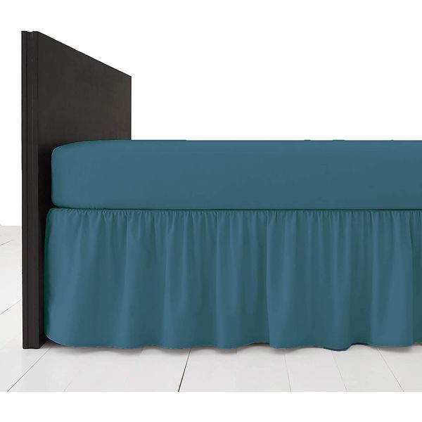 British Home Bedding - Plain Polycotton Extra Deep Frilled Bed Base Valance Sheet (Teal Blue, Single)