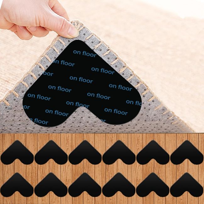 Reusable Rug Gripper 12 Pack Rug Grippers for Laminate Floor Anti Slip Rug Grips for Carpeted Floor Rug Grippers from Rug to Carpet Heart Shape