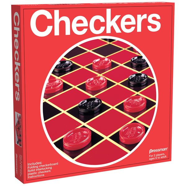 Pressman Checkers -- Classic Game With Folding Board and Interlocking Checkers ,5"