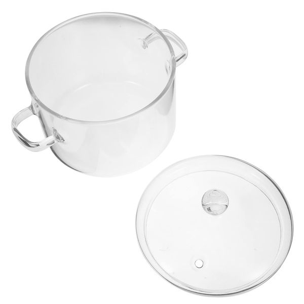 64 oz Glass Pots For Cooking On Stove Soup Pot Glass Saucepan With Covers Stovetop Cooking Pot Noodle Cooker Pot With Double Handle For Pasta Noodle Milk 1900ml