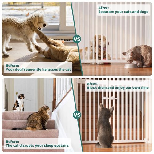 59" Extra Tall Cat Gate for Doorway with Drilling Required- High Pet Gates fo...