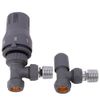 NRG Anthracite Angled Thermostatic Radiator Valve, Include Manual Angled Valves 15mm