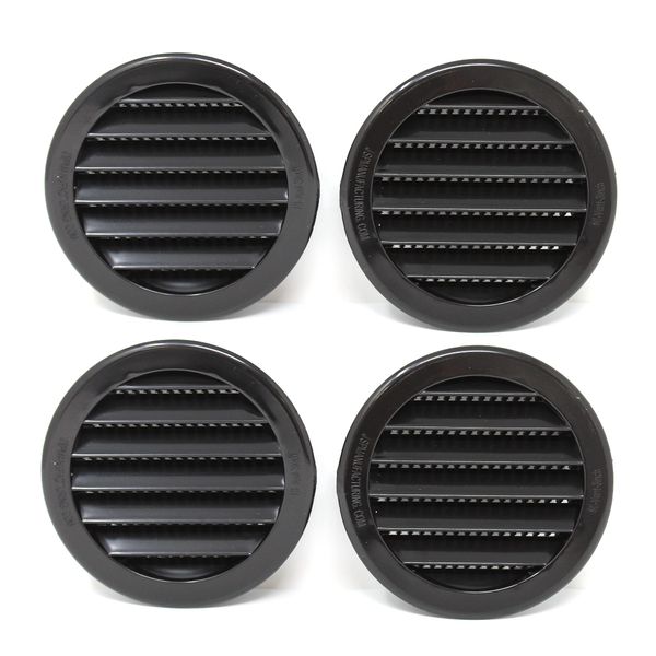 3" Round Plastic Louver Soffit Air Vent Reptile Screen Grille Cover (4, Black)