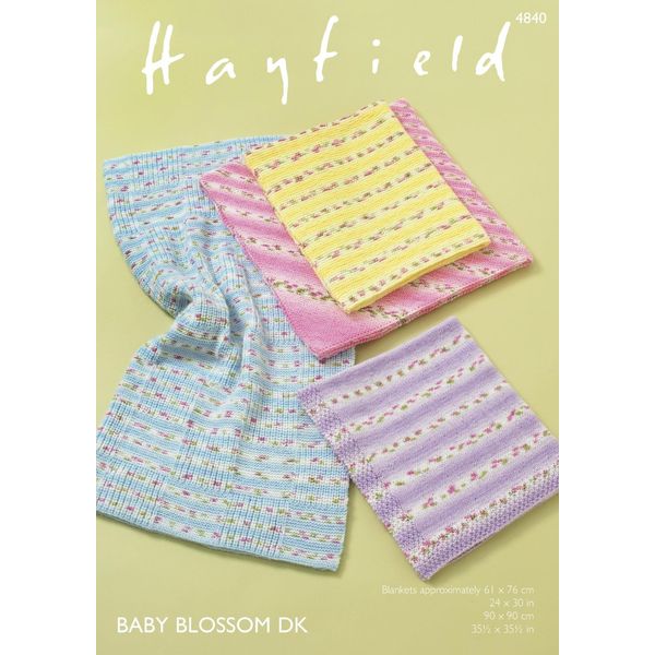Sirdar 4840 Knitting Pattern Blankets in Hayfield Baby Blossom DK
