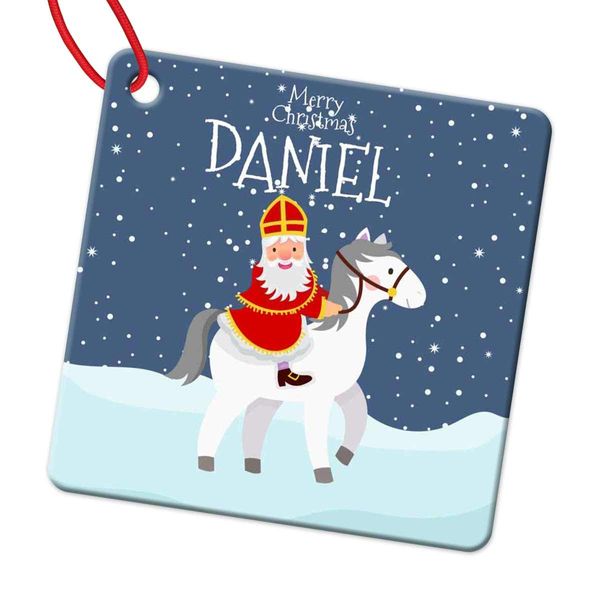 Personalised Any Name Square Christmas Bauble Tree Decoration Gift Present 67