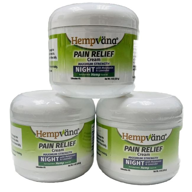 3 hempvana max pain relief cream melatonin 4oz sealed