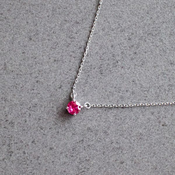 July Birthstone Ruby Silver Necklace