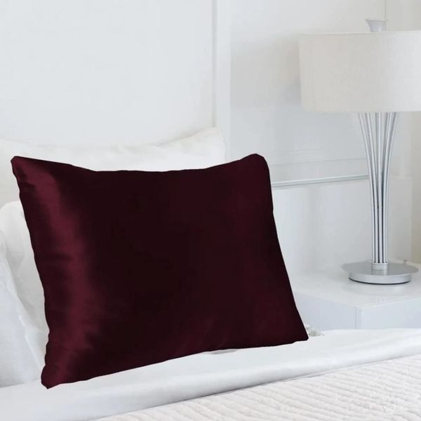 Super Soft Elegant Burgundy Pure Silk Pillowcase for Hair & Skin Standard Size | Reduce Facial Wrinkle & Creases Anti Acne, Prevent Hair Damage | All Season Comfortable Sleep Hidden Zipper Closure