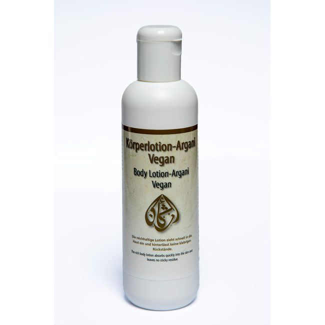 Argani Body Lotion 200 ml Vegan with Organic Jojoba Oil, Argan Oil and Cactus Pig Seed Oil, with Vitamin E