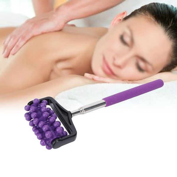 Telescopic Massager Back Muscle Roller, Massage roller, Back Scratcher, Telescopic back massage stick, tickle artifact, home use muscle pain relief roller massager for men and women (Purple)